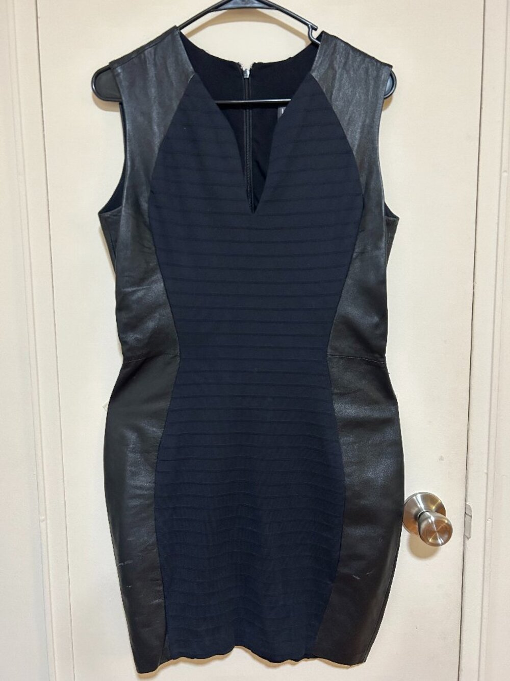 La Pina by David Helwani -- black leather bandage mini dress